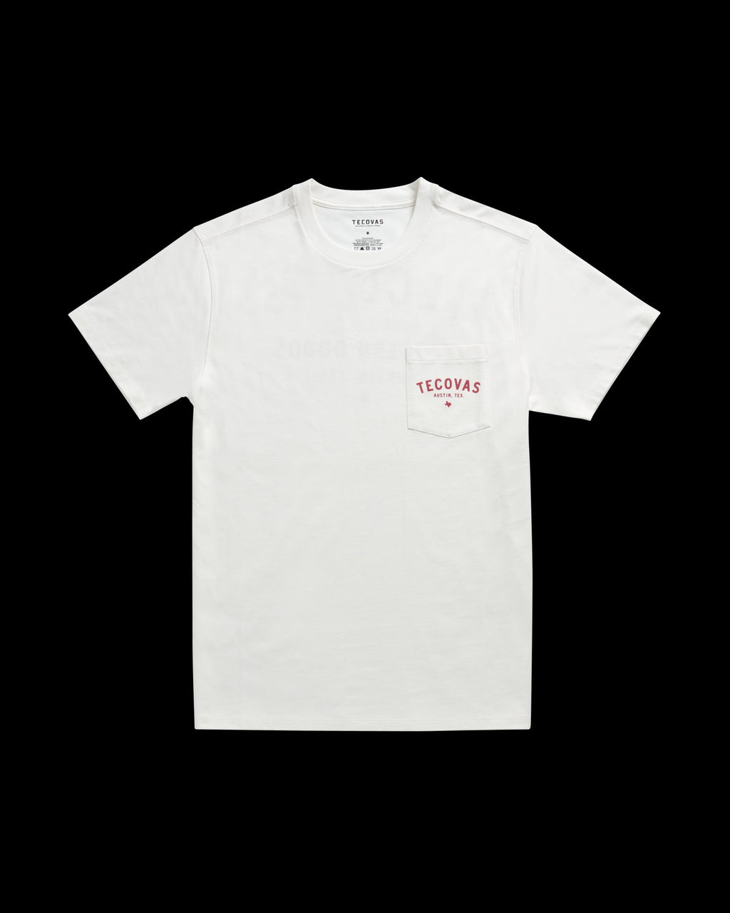 Closeup detail view of Men's Fine Makers Pocket Tee - Bone / Red