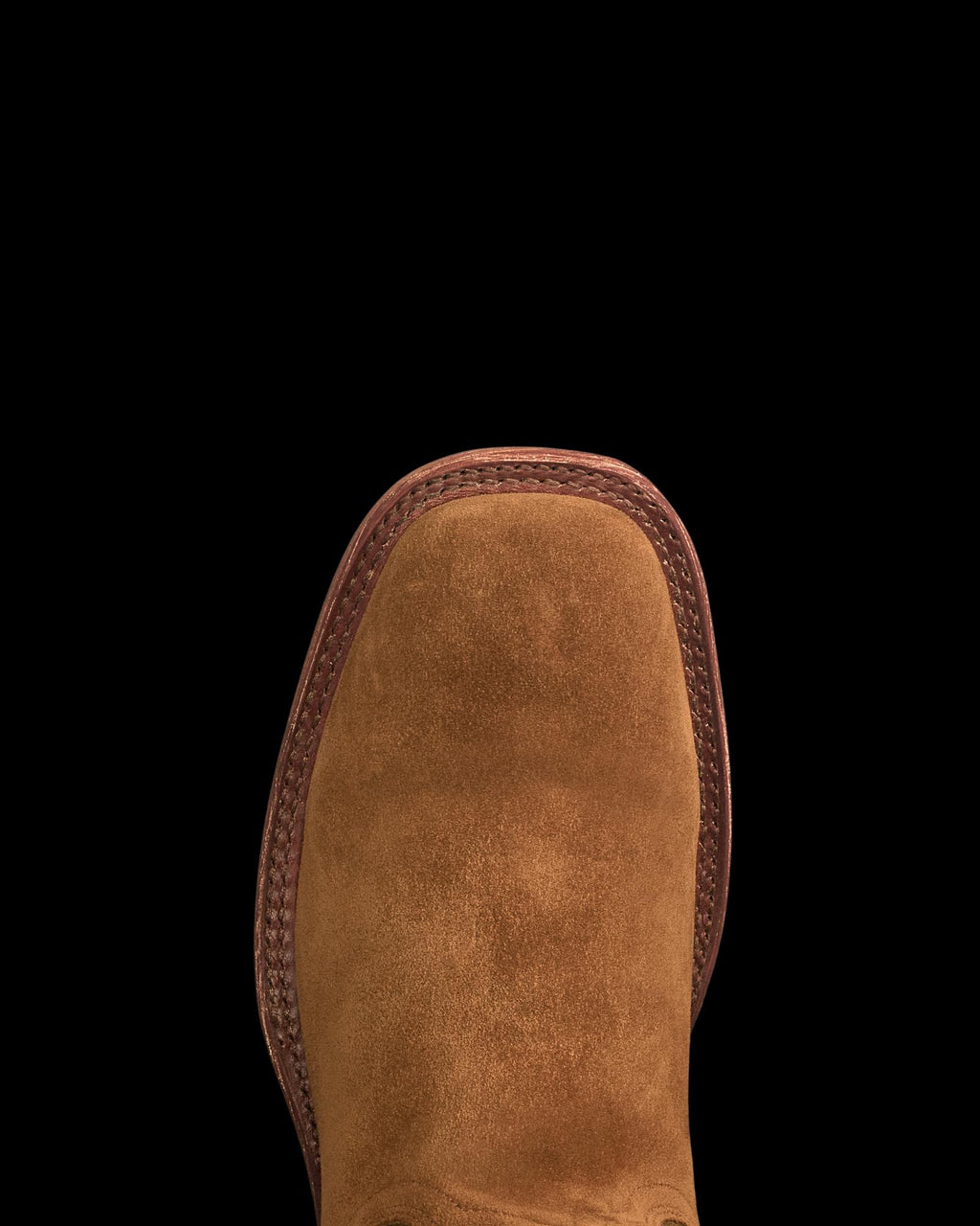 Toe view of The Doc Horizon - Sienna Suede on plain background