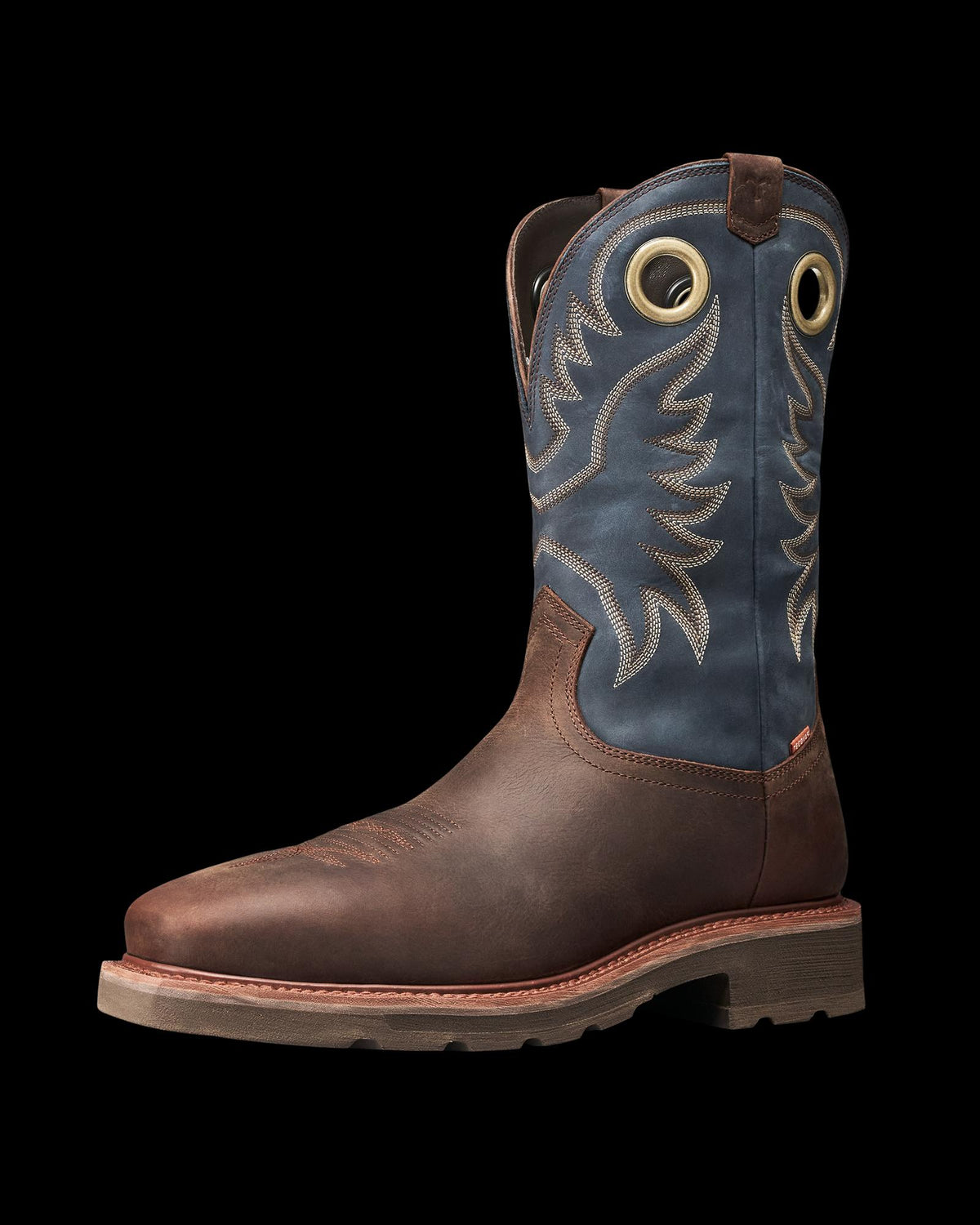Quarterfront view of LongHaul Waterproof Square Composite Toe Work Boot - Rust Cowhide on plain background