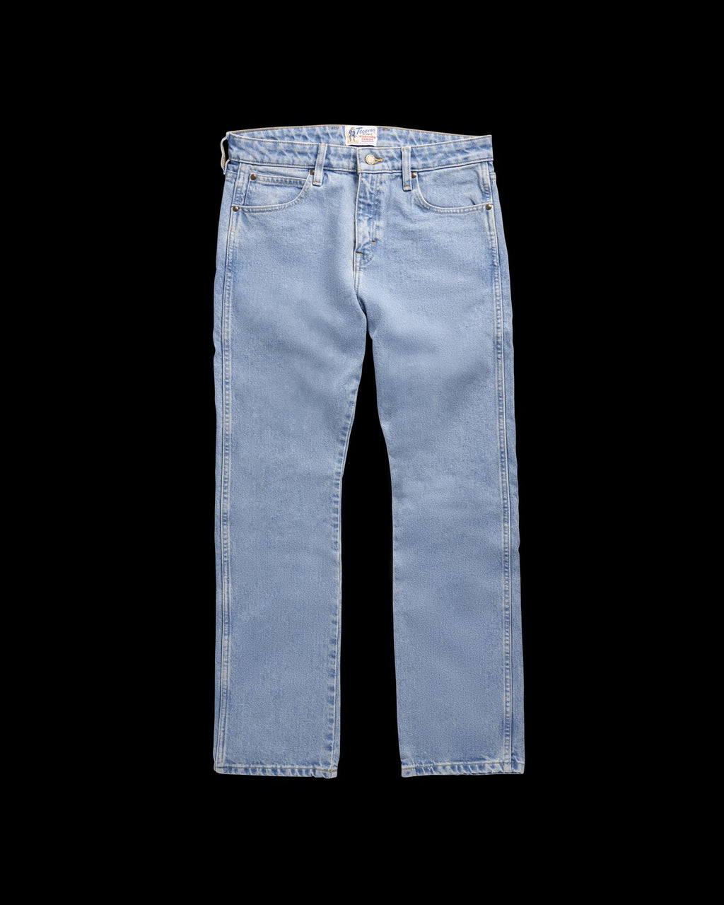 Front view of Men's Slim Straight Heritage Denim - Light Blue on plain background