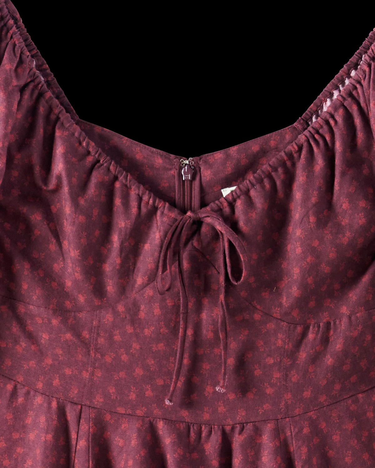 View of Women's L/S Mini Dress - Burgundy Floral