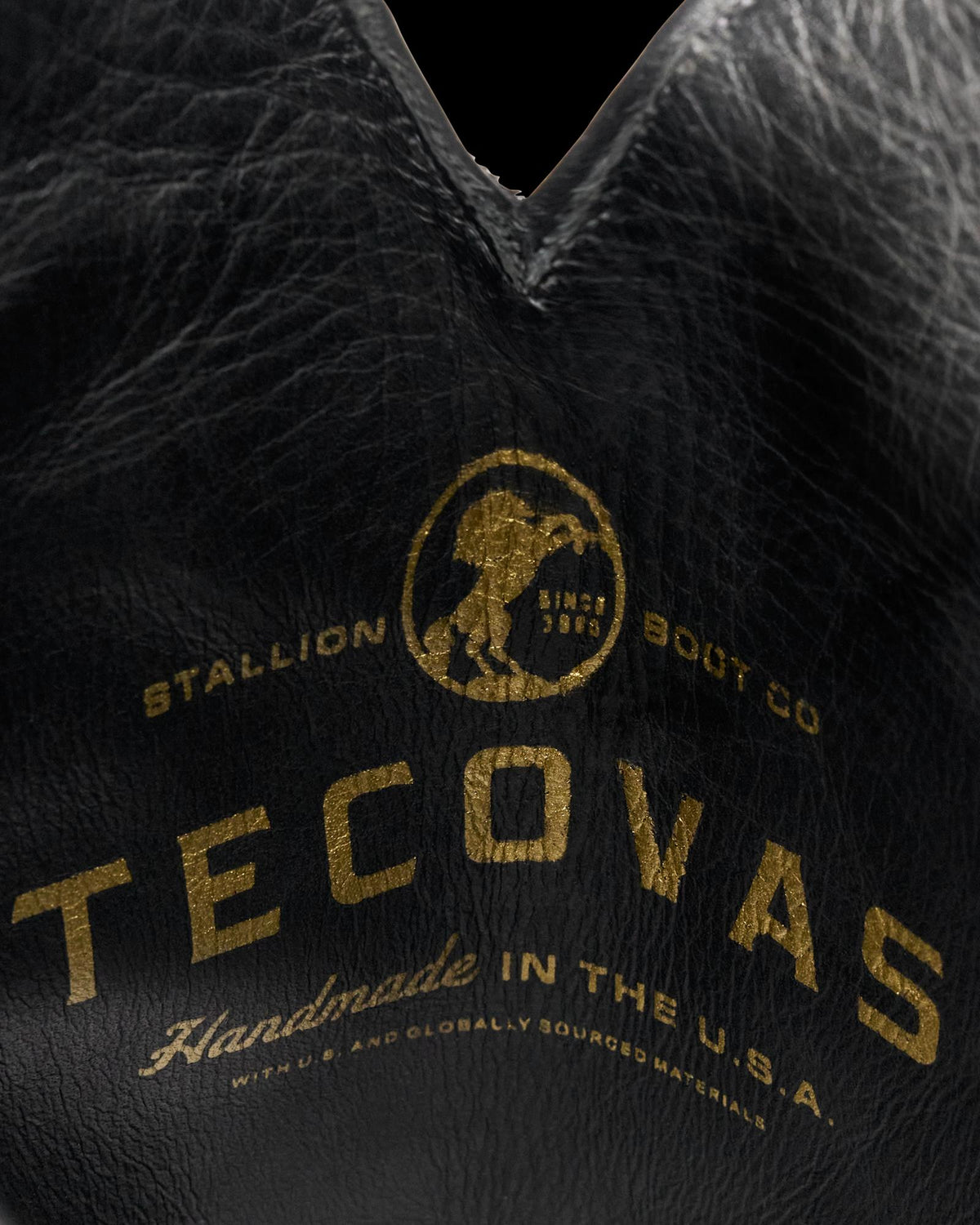 Closeup view of The Stallion x Tecovas Boot - Midnight Giant Gator