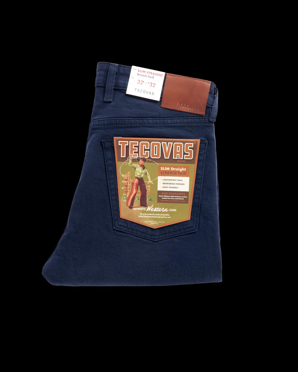 Folded view of Men's Slim Straight Stretch Twill - Dark Navy on plain background