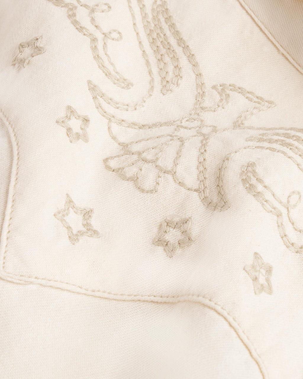 Closeup detail view of Women's Denim Pearl Snap (III) - Natural
