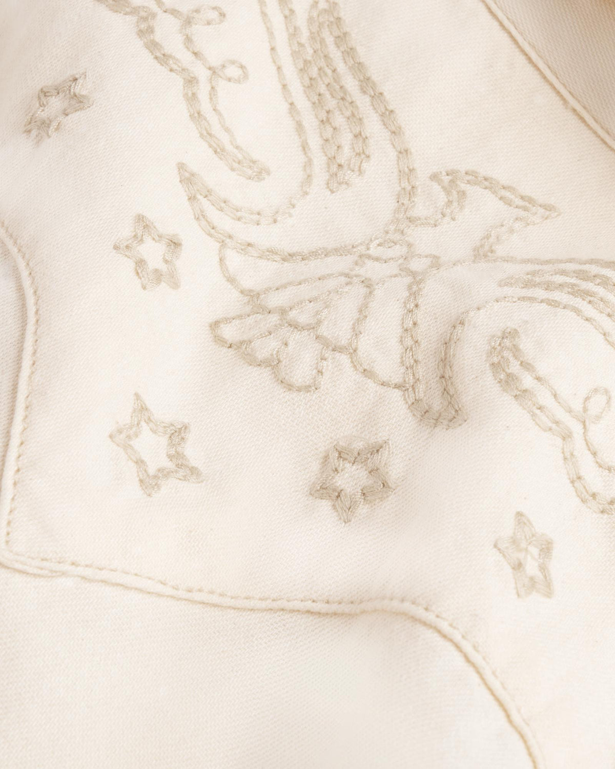 Closeup detail view of Women's Denim Pearl Snap (III) - Natural