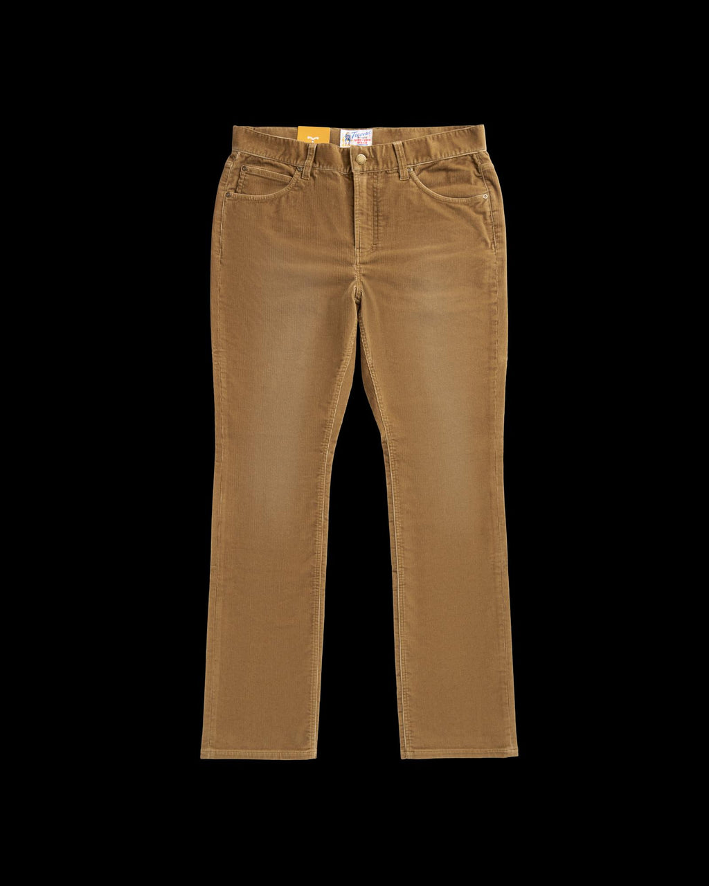 Front view of Men's Slim Straight Stretch Corduroy - Olivewood on plain background