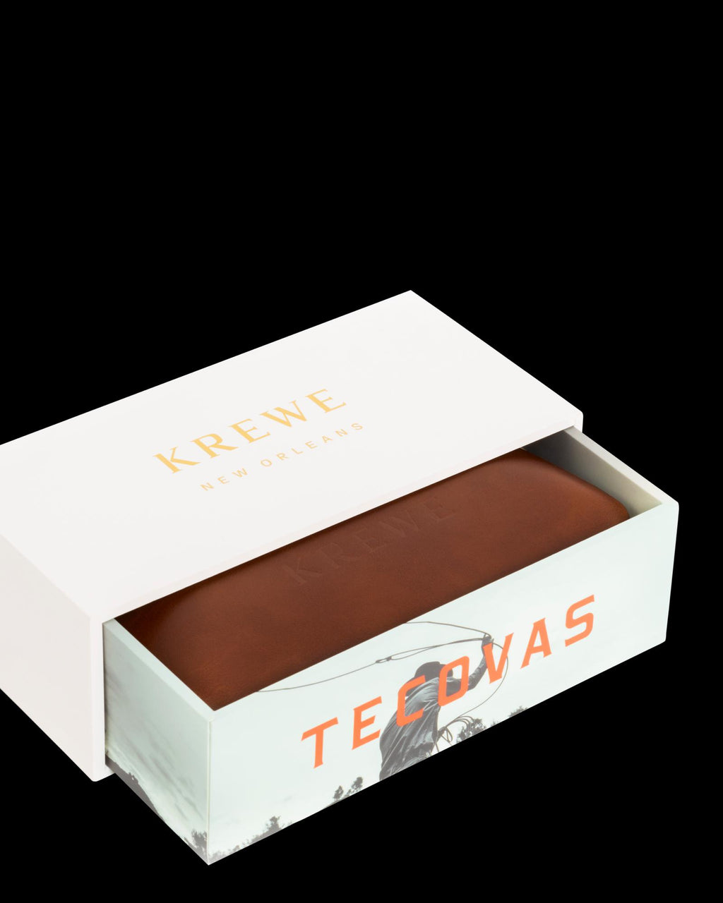 Closeup view of Tecovas x KREWE Zander - Havana