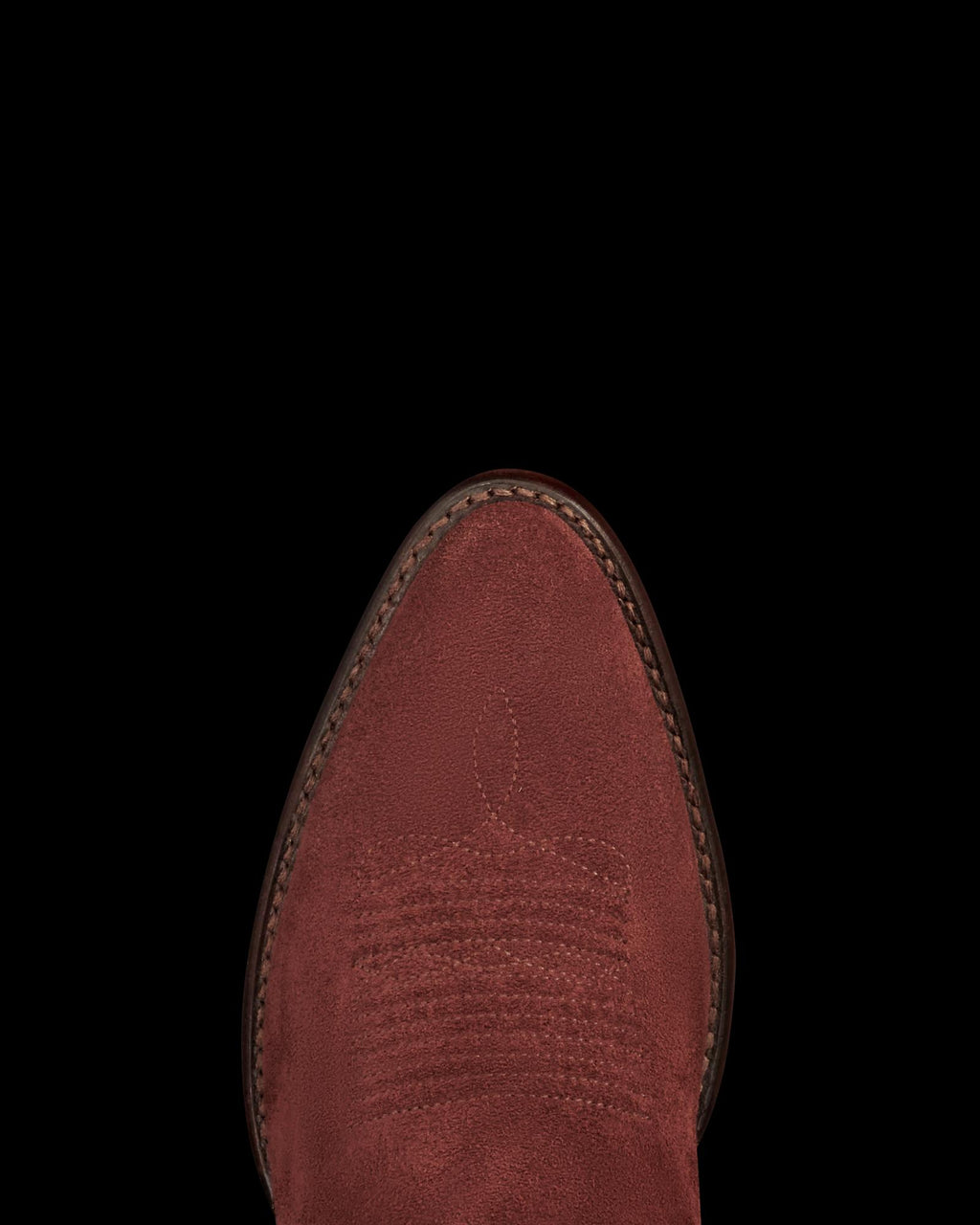 Toe view of The Jane - Brick Suede on plain background
