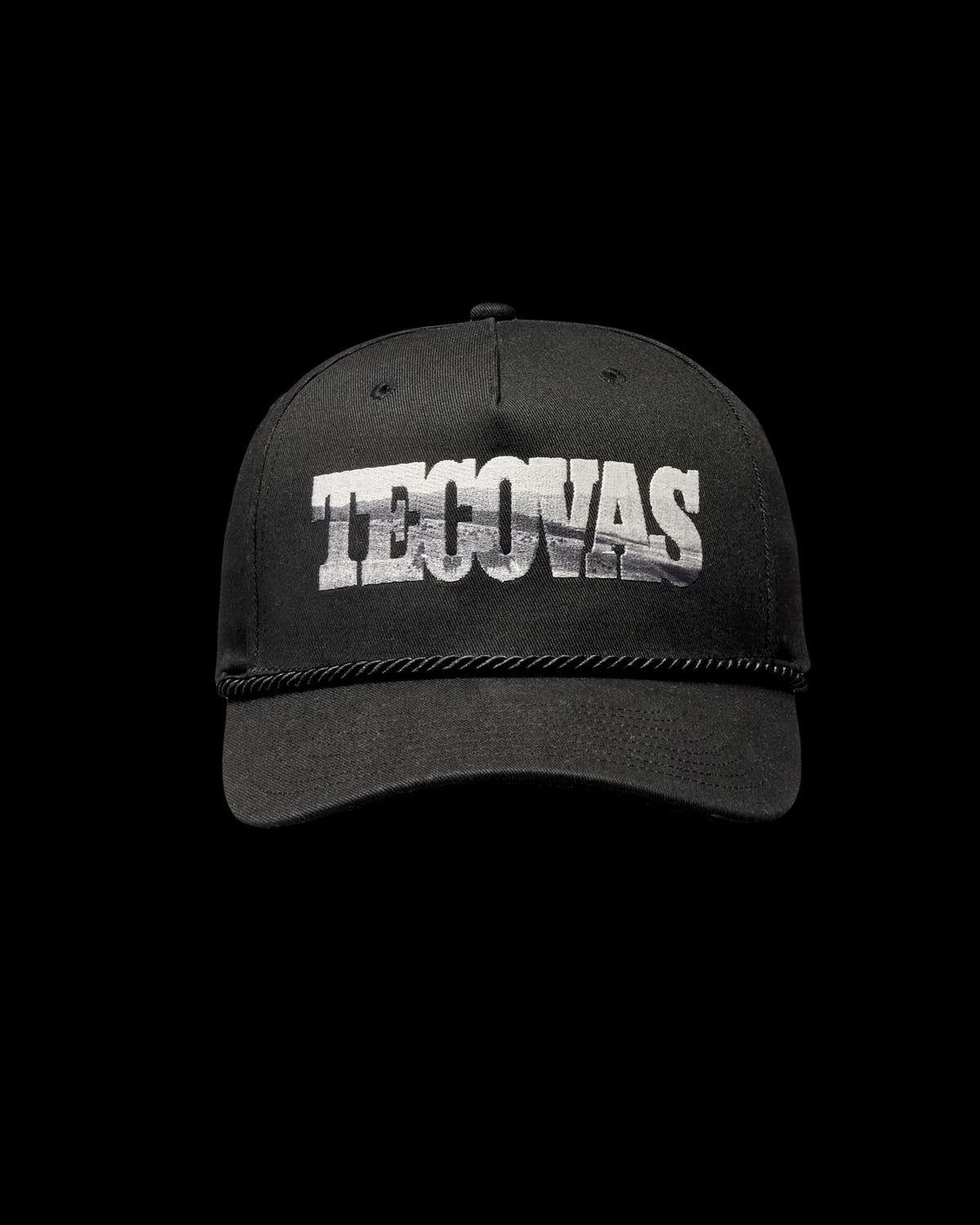 Front view of Tecovas Letter Fill Hat - Black on plain background