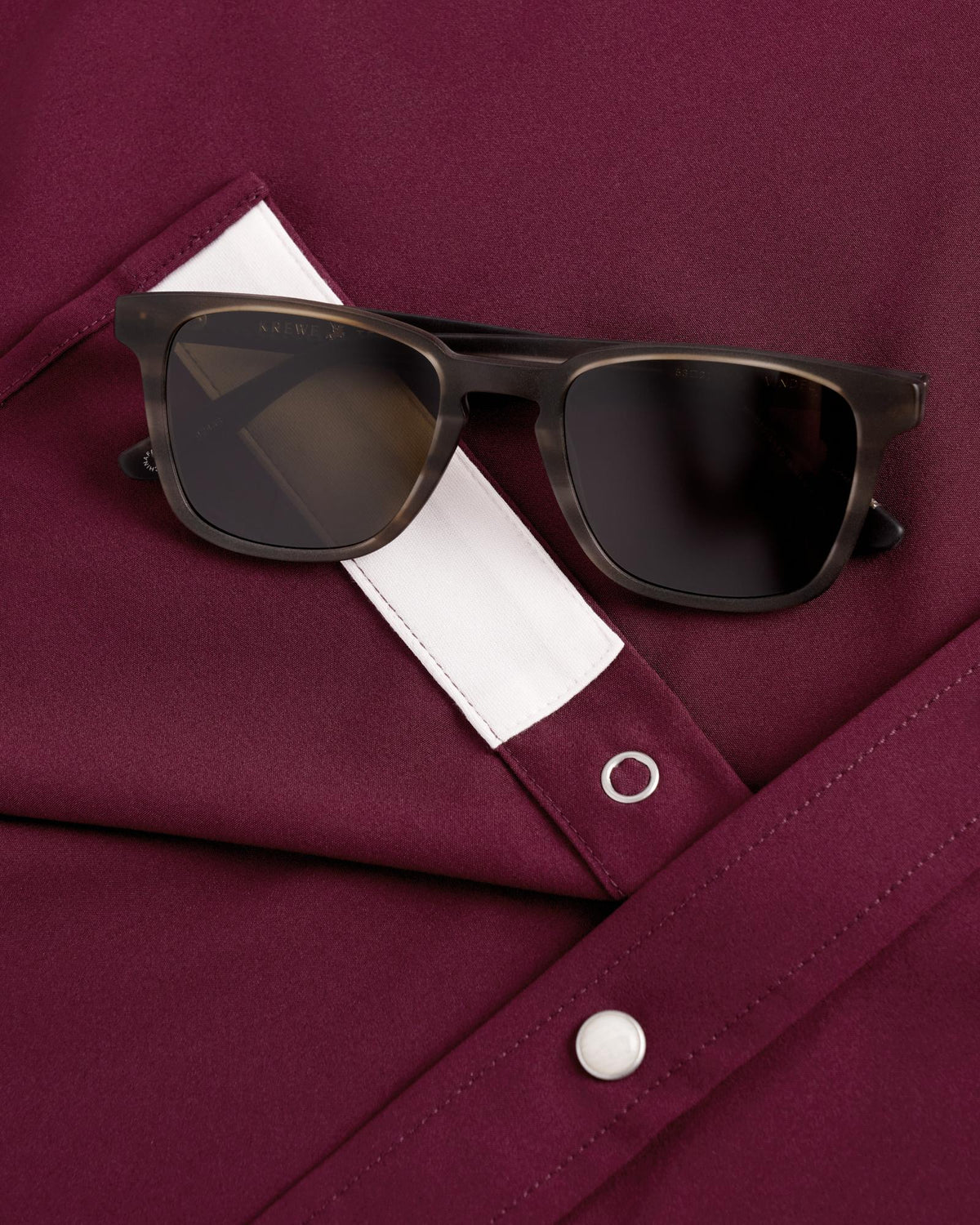 Closeup detail view of Men's Performance Western Short Sleeve Pearl Snap - Maroon