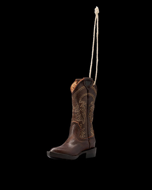 Quarterfront view of Annie Boot Ornament - Cafe on plain background