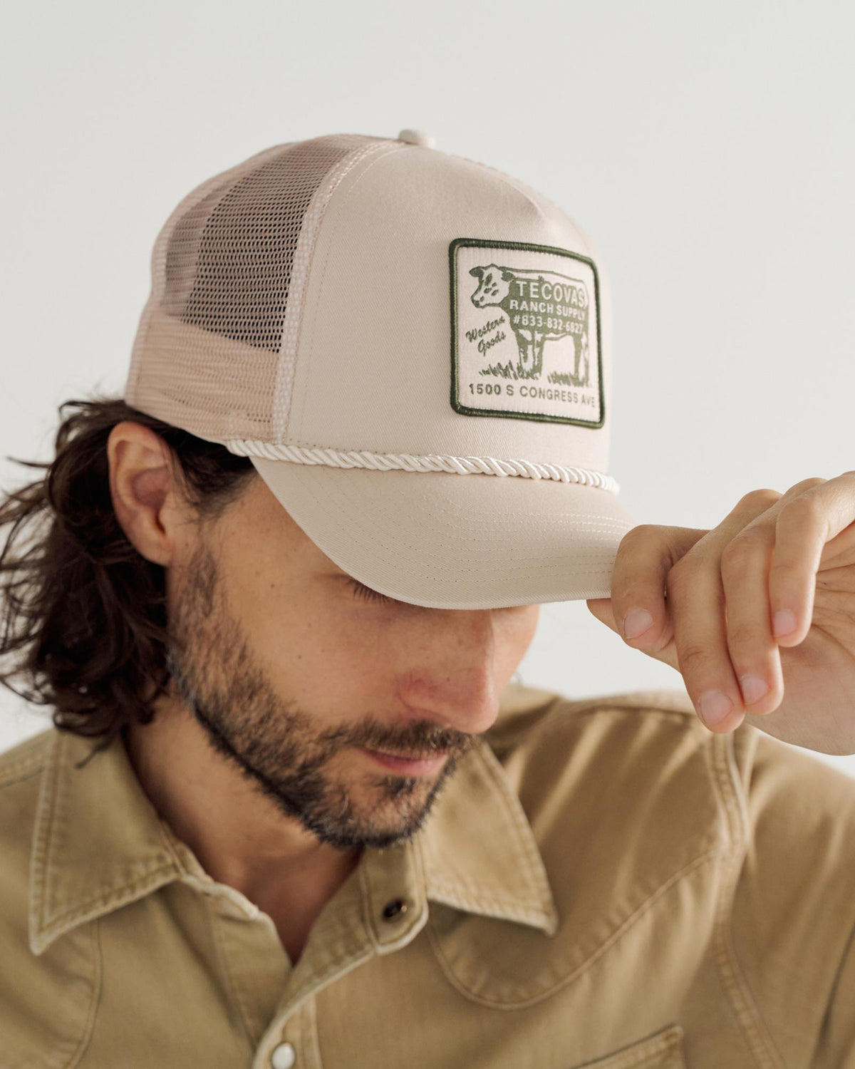 View of Soco Patch Five-Panel Trucker II - Cream