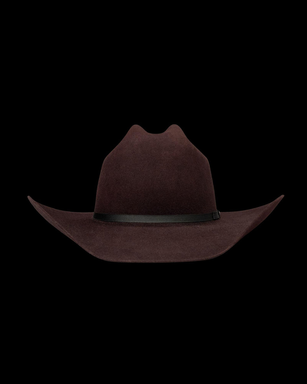 Front view of Cattleman Fur Cowboy Hat - Black Cherry on plain background