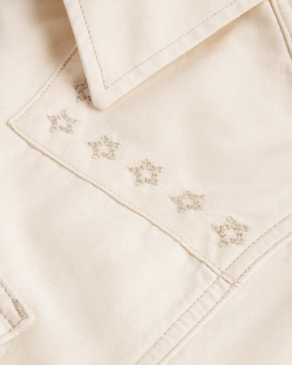 Closeup detail view of Women's Denim Pearl Snap (III) - Natural