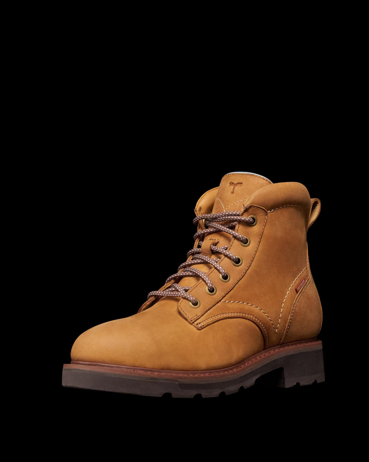 Quarterfront view of LongHaul Waterproof Lace Up Composite Toe Work Boot - Light Tan on plain background