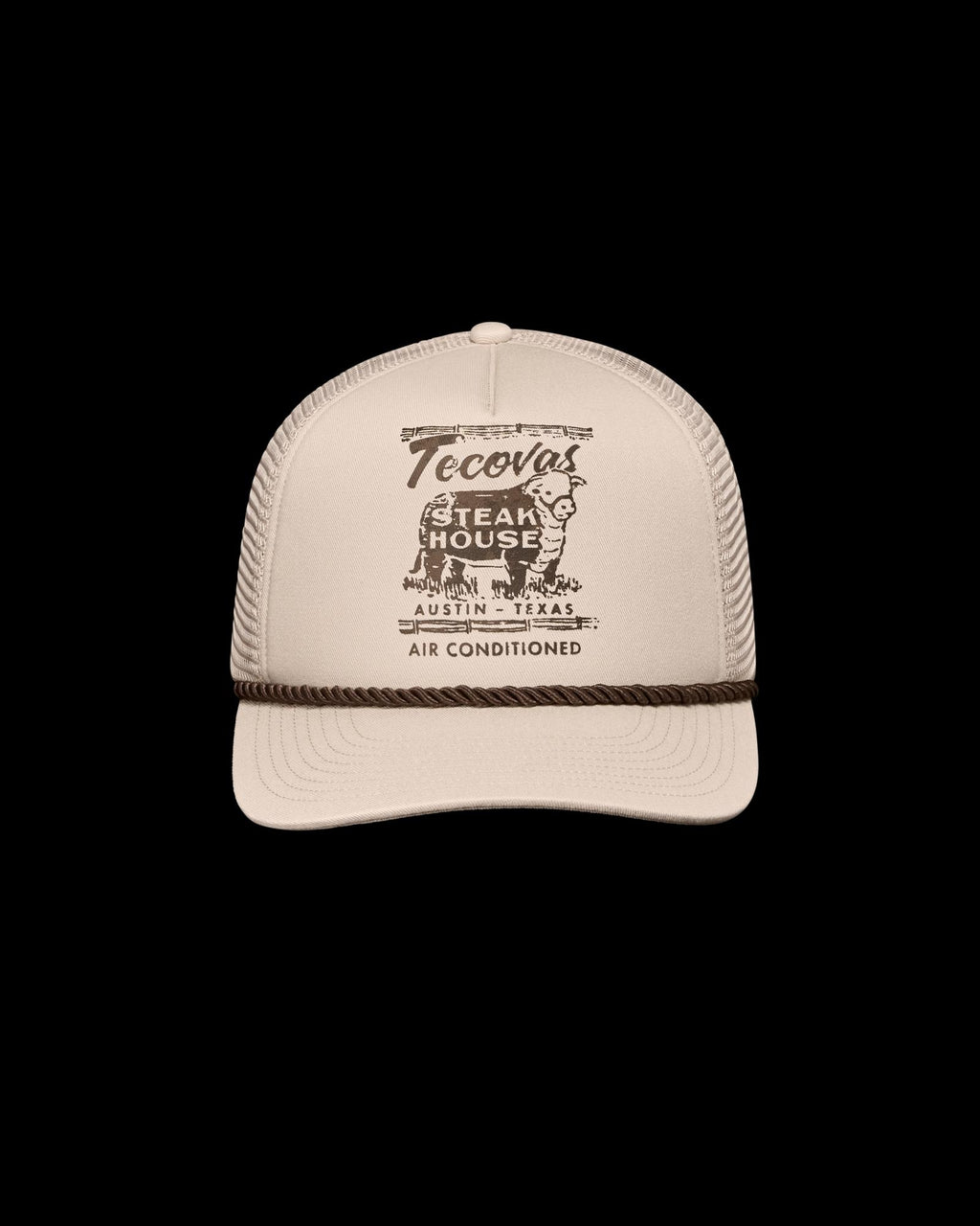 Front view of Tecovas Steakhouse Trucker - Cream on plain background