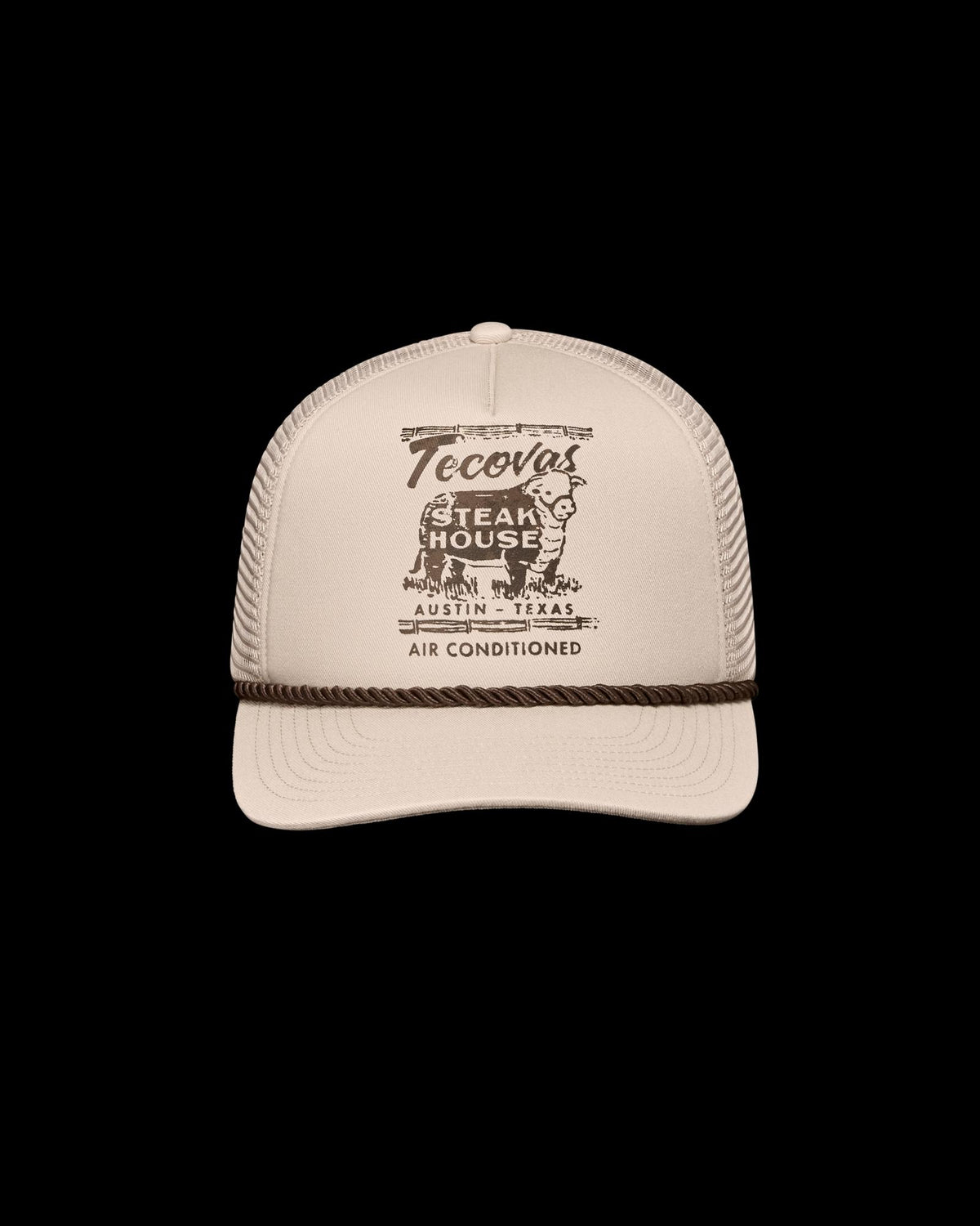 Front view of Tecovas Steakhouse Trucker - Cream on plain background