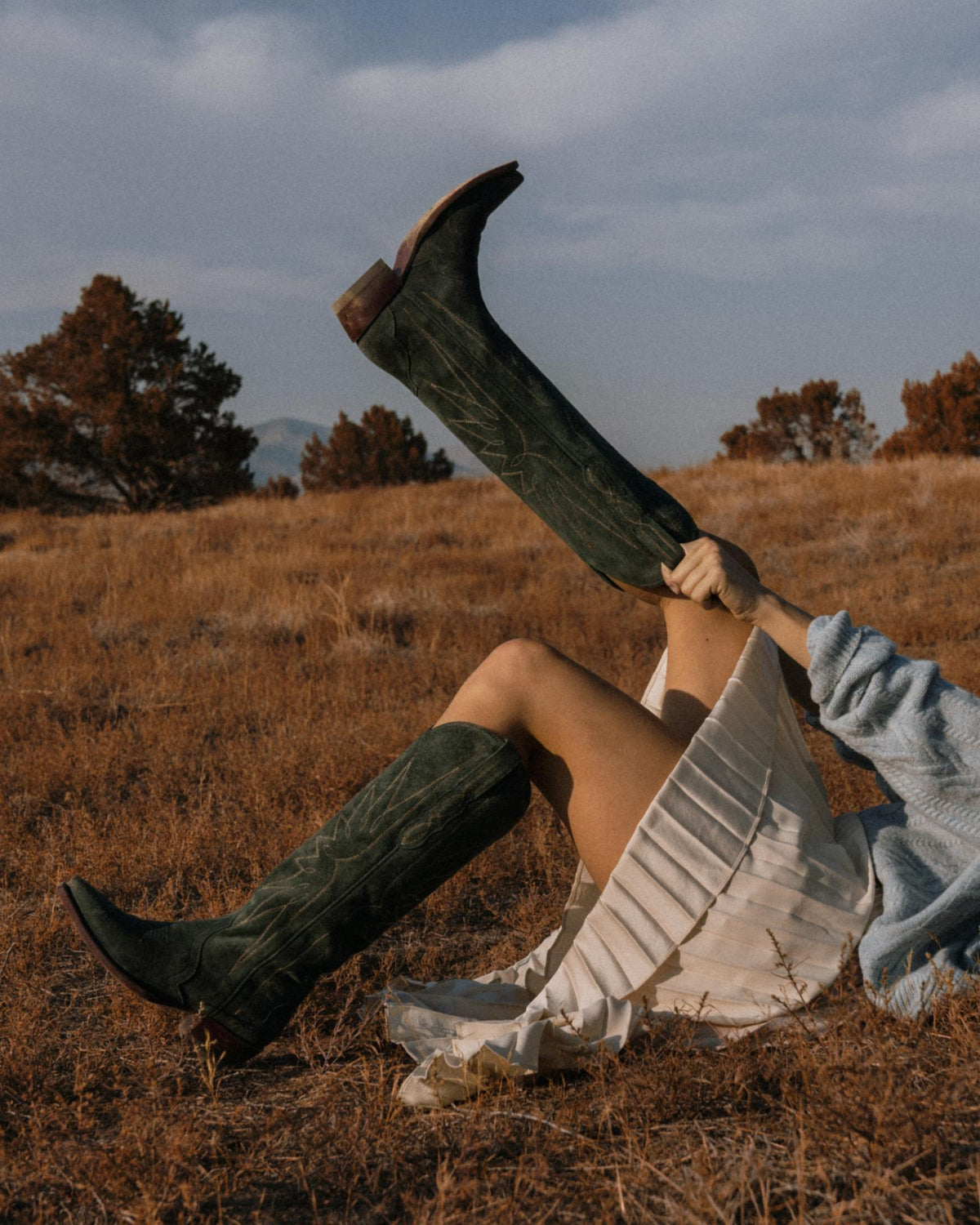 View of The Loretta - Hunter Green Suede
