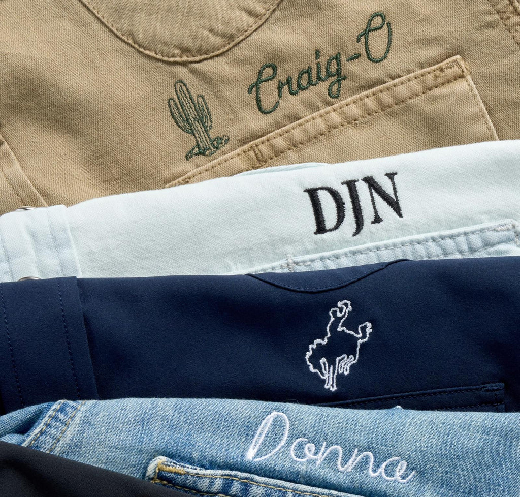custom embroidery options for a men's western shirt