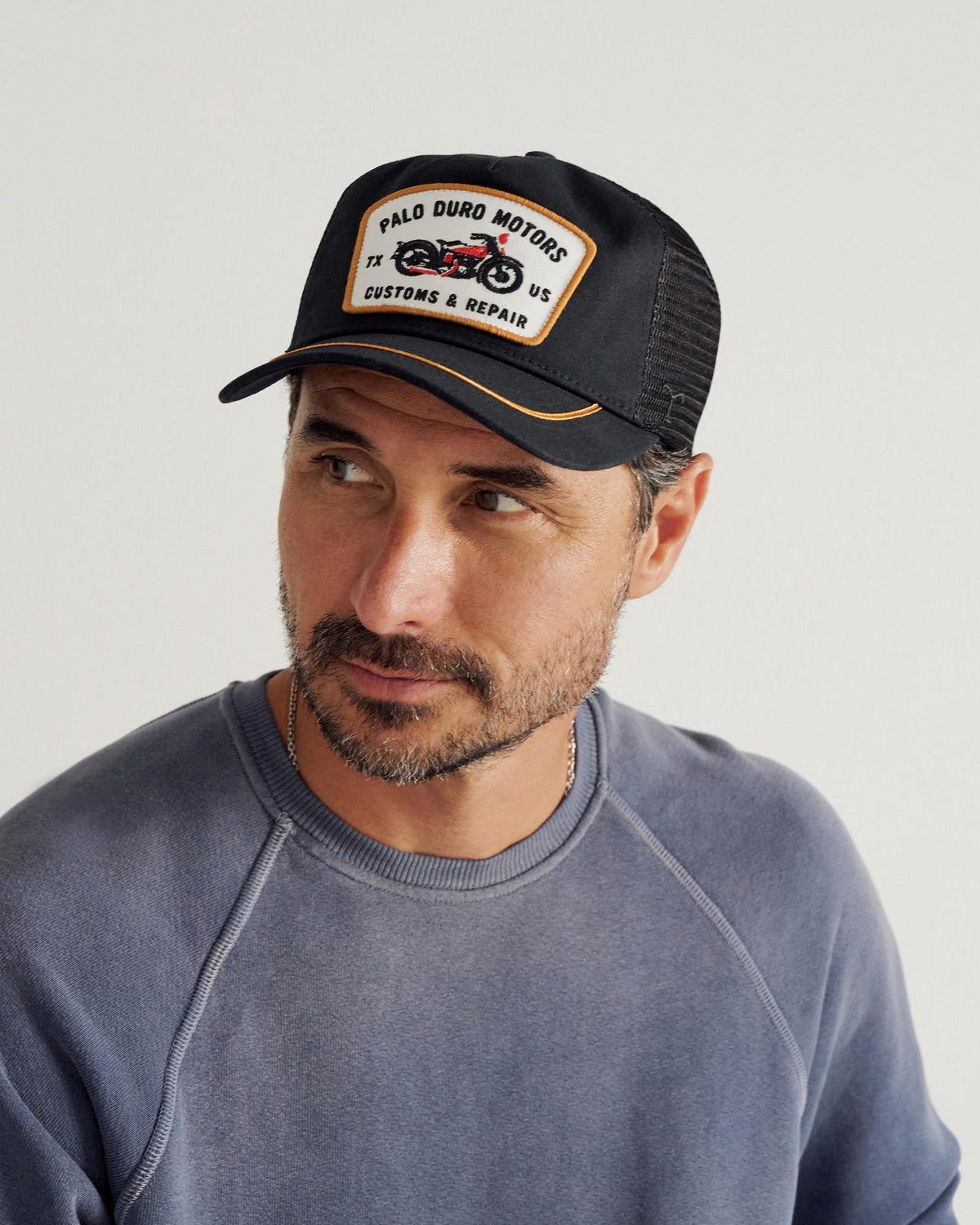 View of Palo Duro Motors 5 Panel Low Pro Trucker - Black