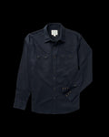 Closeup detail view of Men's Vintage Weight Sawtooth Cotton Pearl Snap - Midnight