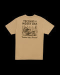 Back view of Men's Tecovas x Mossy Oak Turkey &amp; Boots T-Shirt - Khaki/Olive on plain background