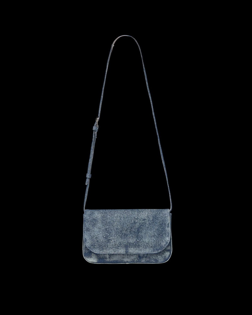 Front view of Denim Shoulder Bag - Medium Wash on plain background