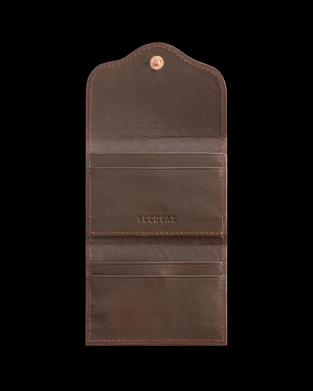 Inside view of Lizard Card Case - Coffee on plain background