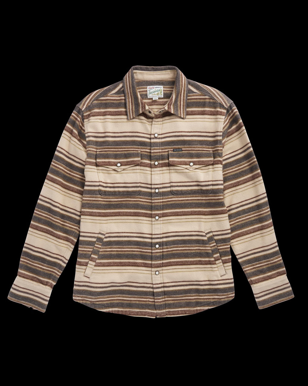 Front view of Men's Blanket CPO Shacket - Khaki / Multi on plain background