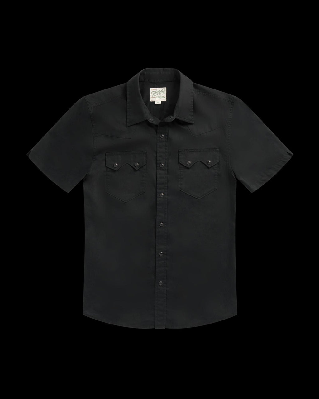 Closeup detail view of Men's Vintage Weight Short Sleeve Pearl Snap - Midnight
