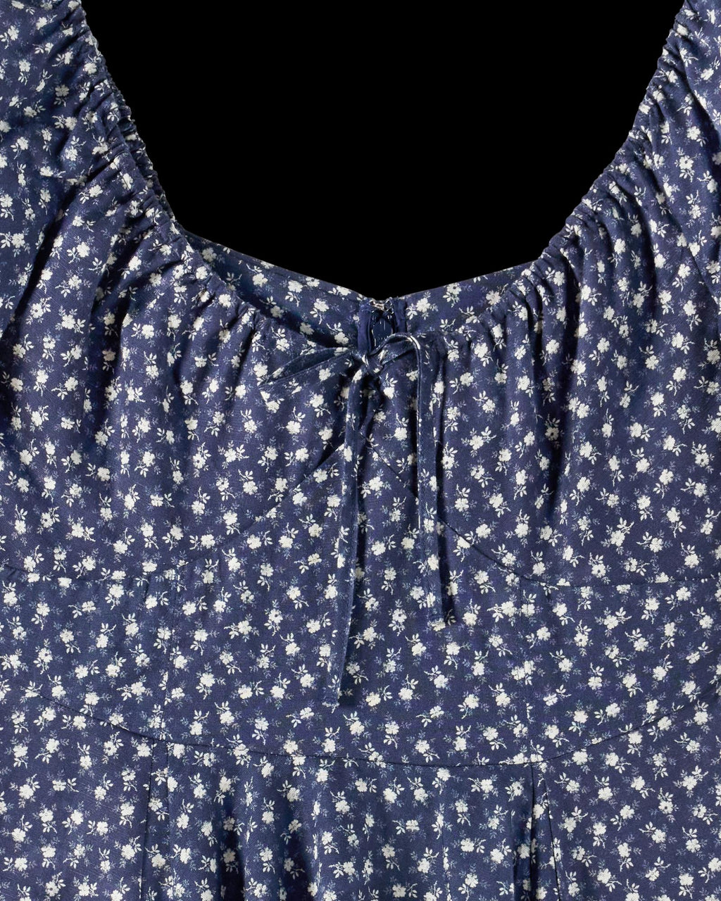 Closeup detail view of Women's L/S Mini Dress - Navy / Bone