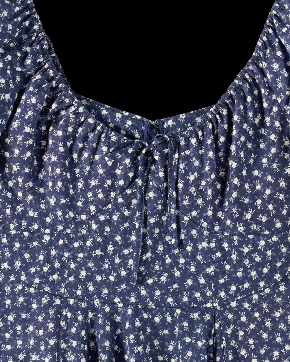 Closeup detail view of Women's L/S Mini Dress - Navy / Bone