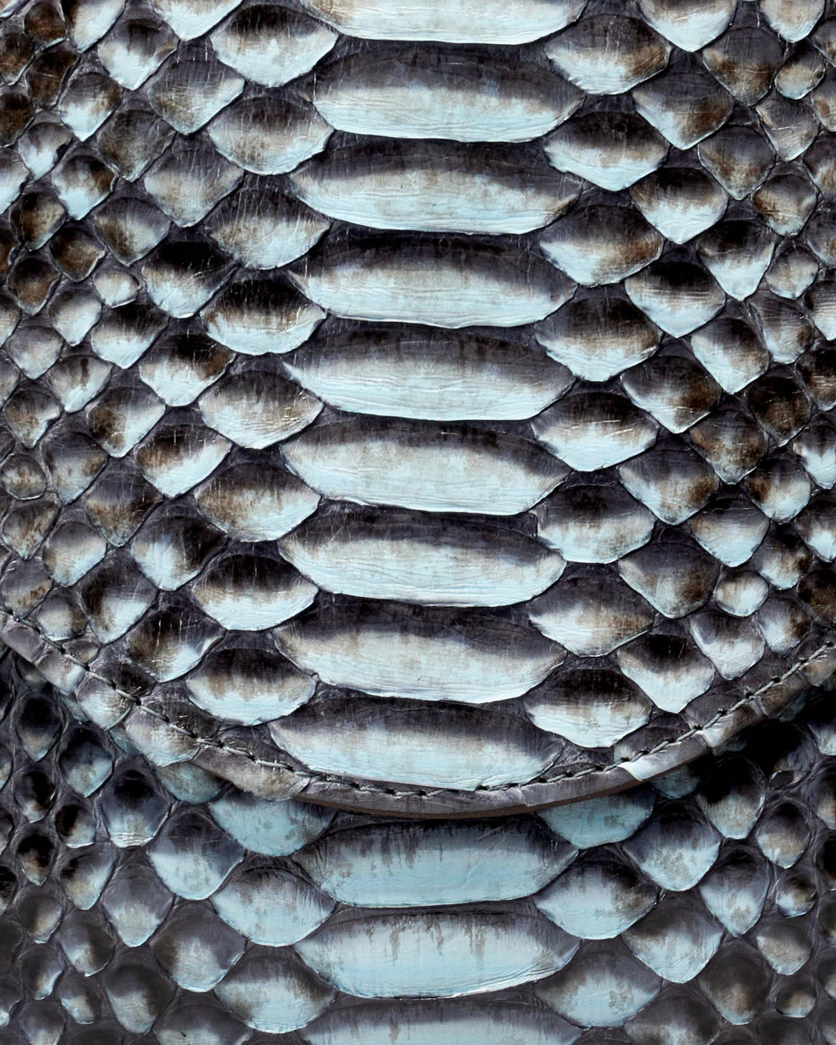 Closeup view of Python Shoulder Bag - Blue Multi