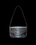Front view of Python Shoulder Bag - Blue Multi on plain background