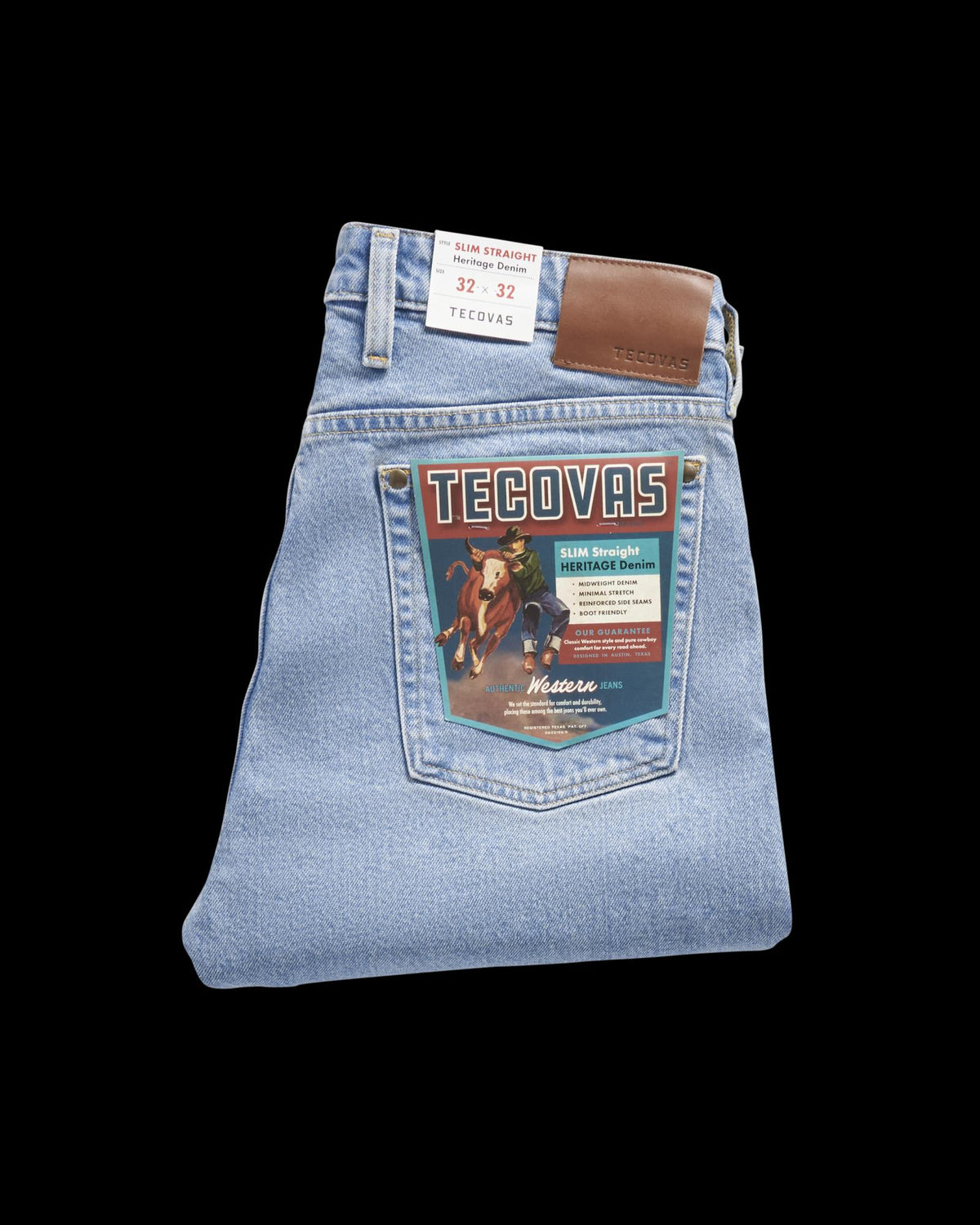 View of Men's Slim Straight Heritage Denim - Light Blue