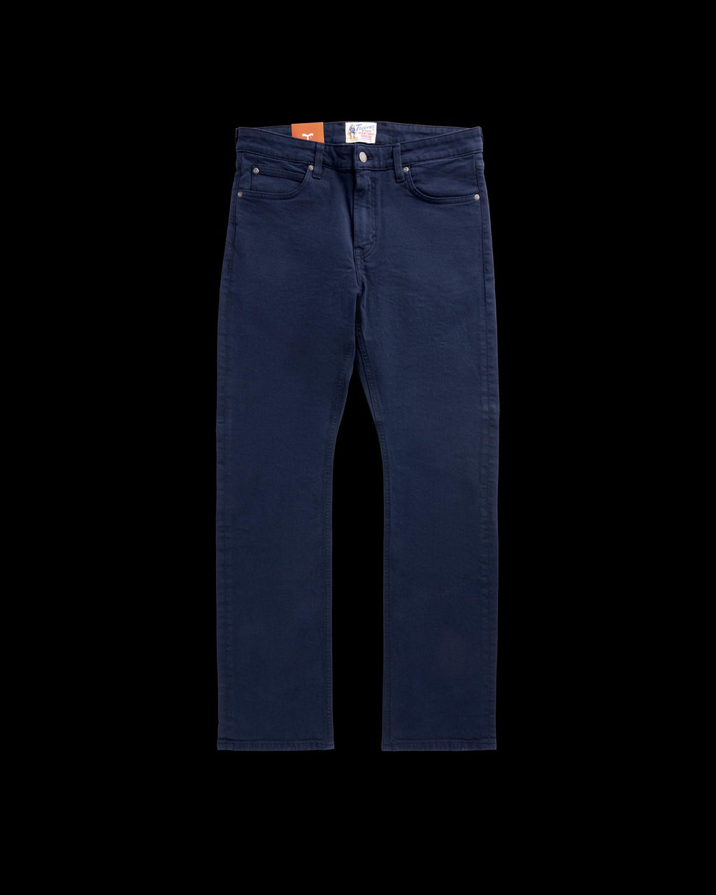 Front view of Men's Slim Straight Stretch Twill - Dark Navy on plain background