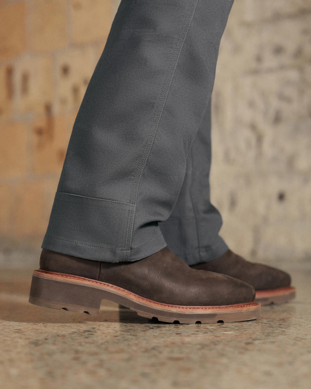 Toe view of LongHaul Waterproof Square Composite Toe Work Boot - Umber Cowhide on plain background