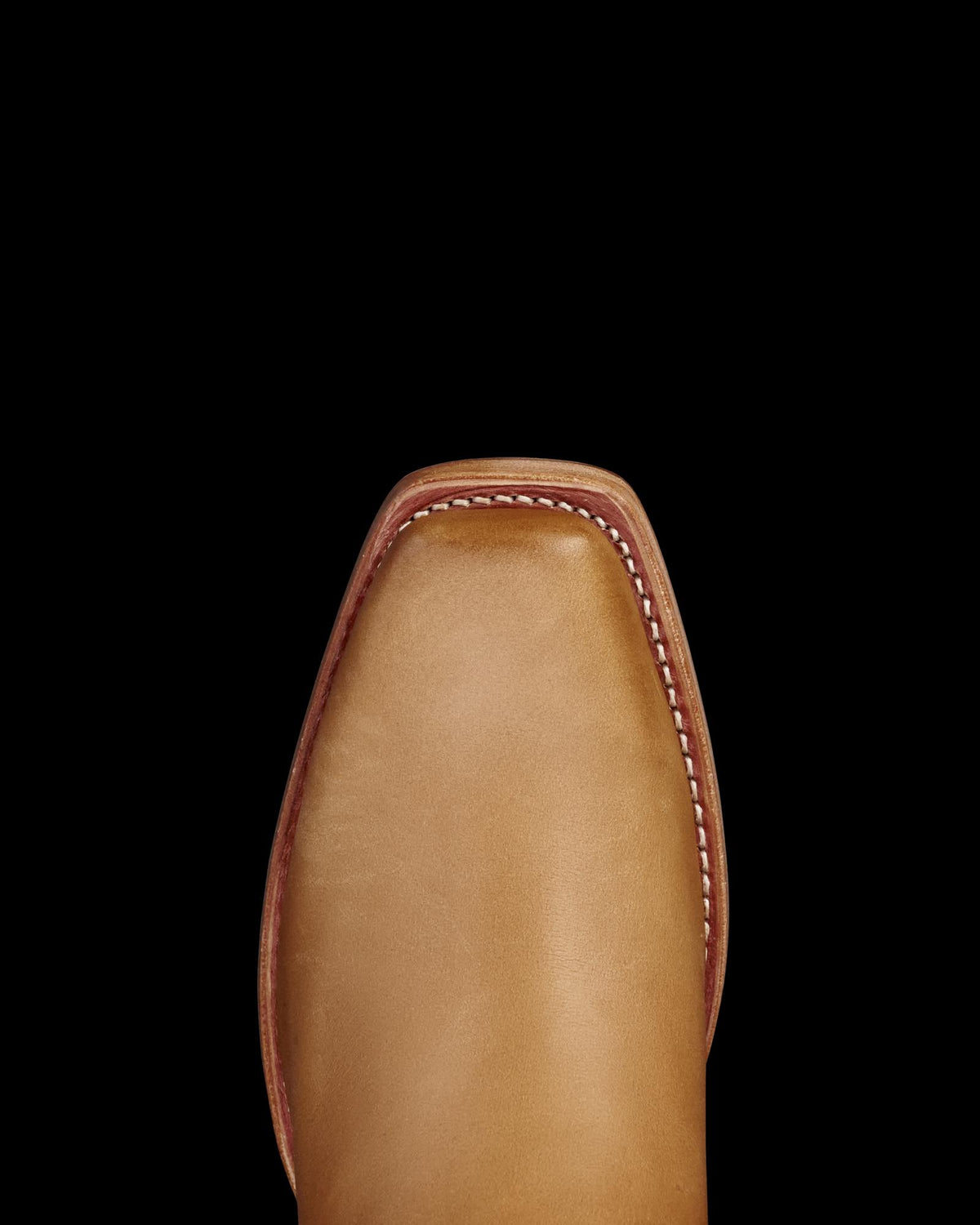 Toe view of The Charlie Wide Calf - Camel Cowhide on plain background