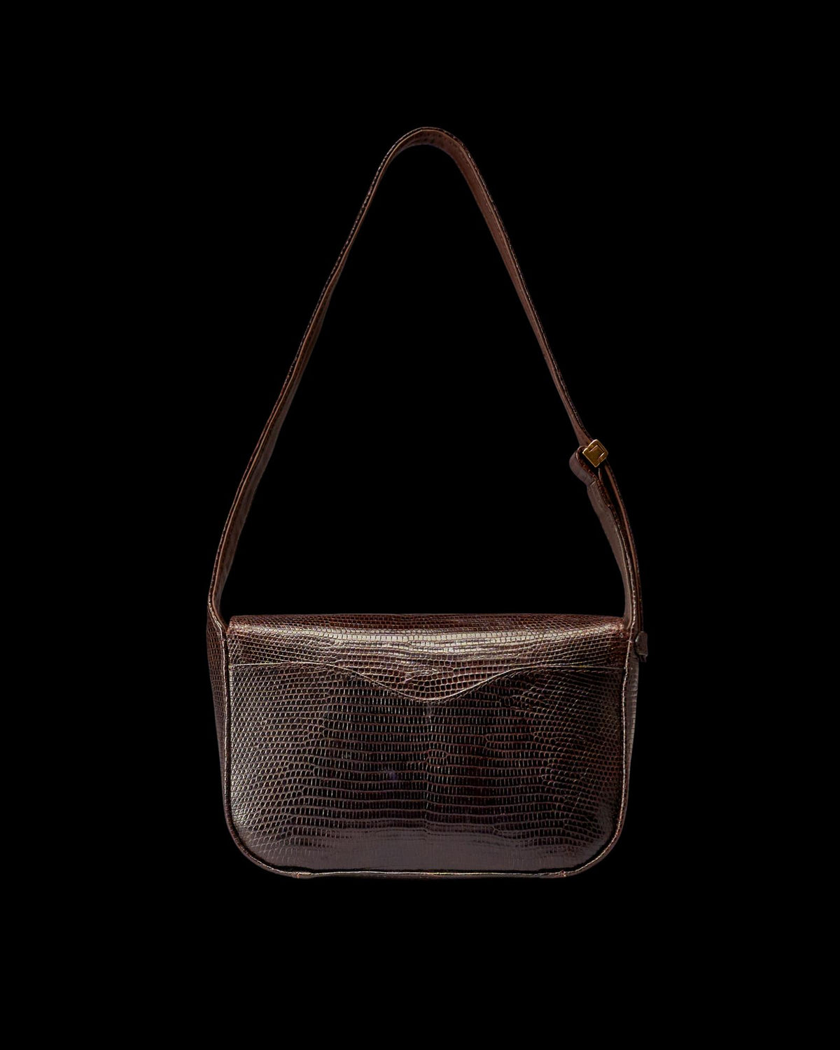 Back view of Lizard Shoulder Bag - Coffee on plain background