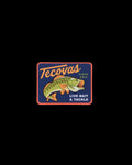 Front view of Live Bait & Tackle Sticker - Multi on plain background