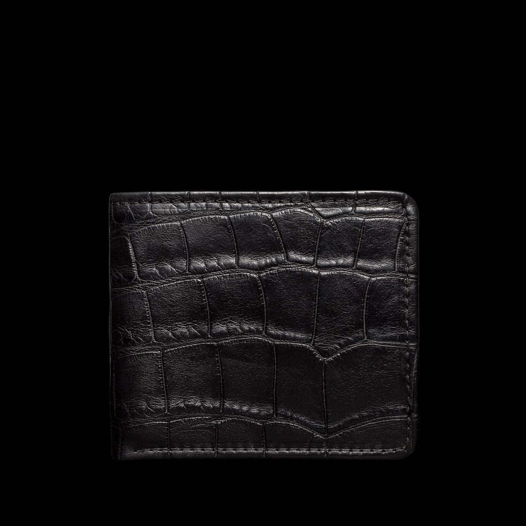 Front view of Alligator Billfold - Midnight on plain background