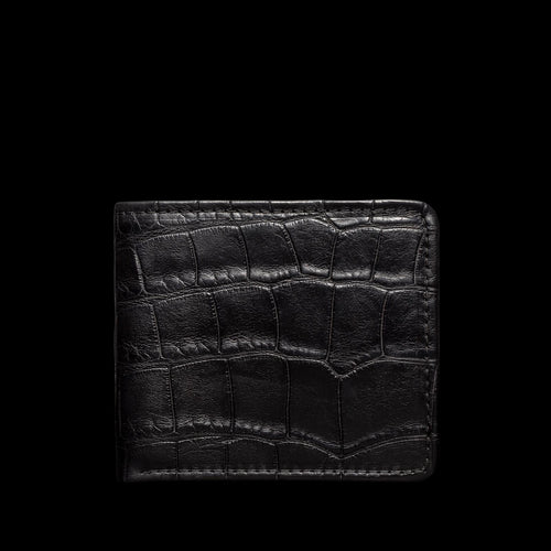 Front view of Alligator Billfold - Midnight on plain background