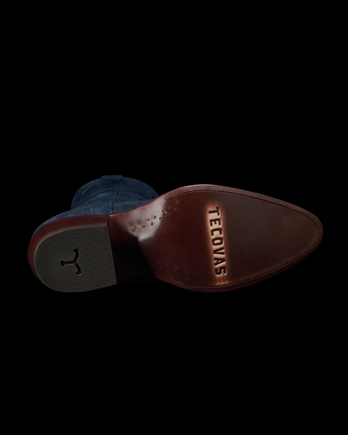 Sole view of The Abby Cavalier - Eclipse Suede on plain background