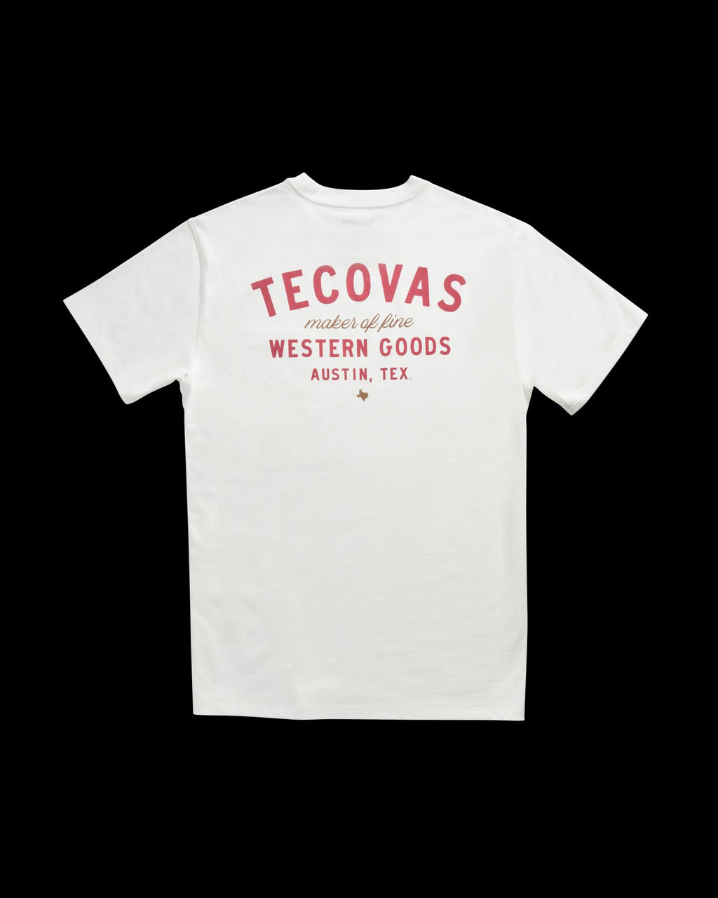 Closeup detail view of Men's Fine Makers Pocket Tee - Bone / Red