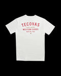 Closeup detail view of Men's Fine Makers Pocket Tee - Bone / Red