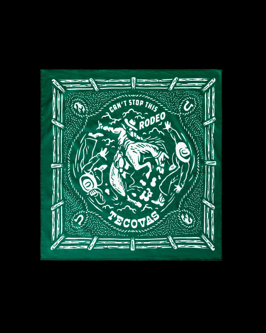 Front view of Gameday Bandana - Green on plain background
