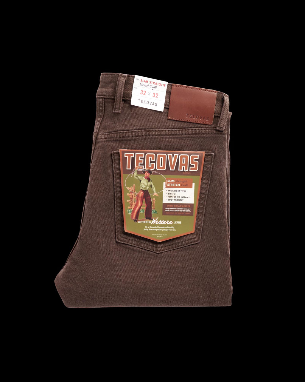 Folded view of Men's Slim Straight Stretch Twill - Cafe on plain background