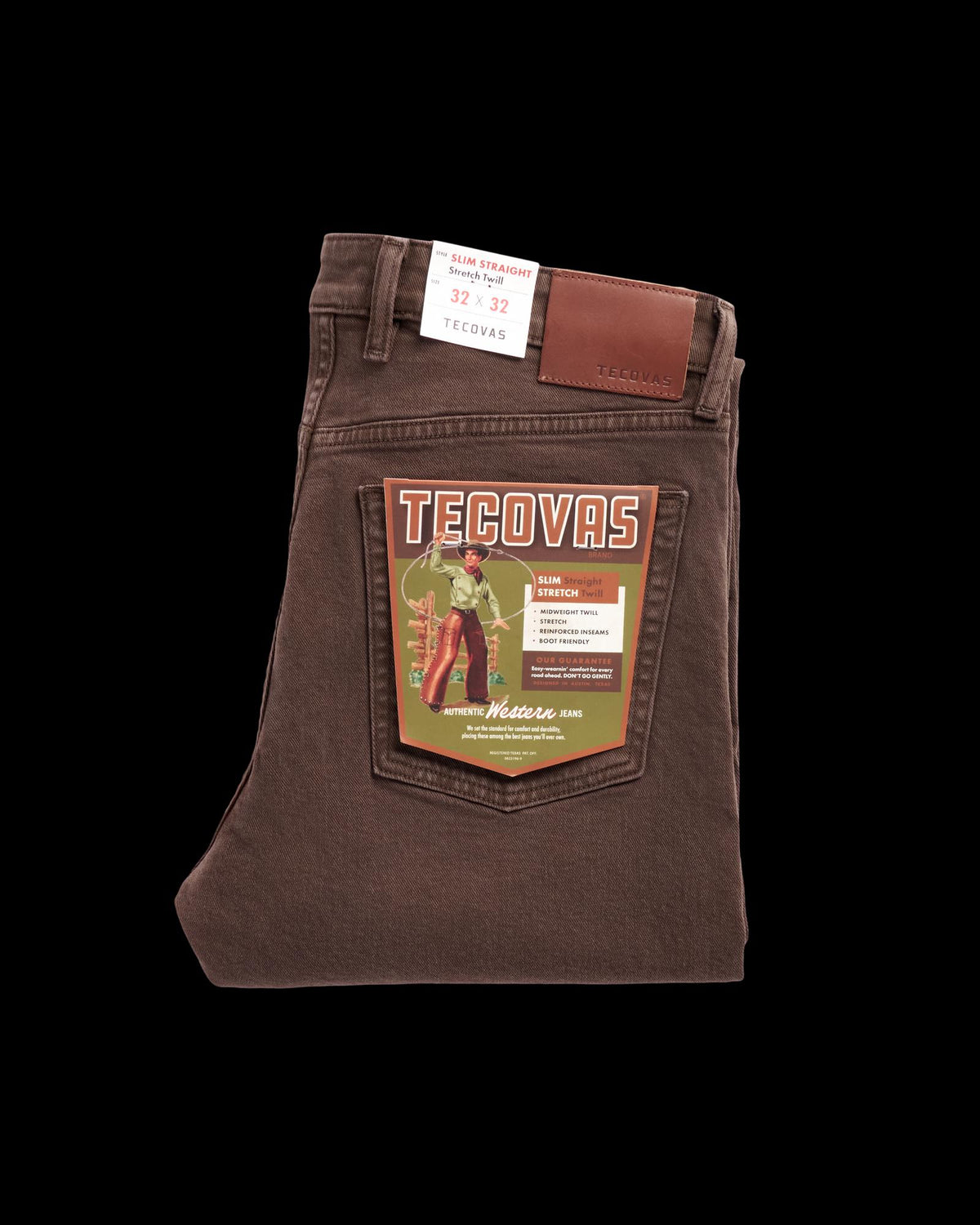 Folded view of Men's Slim Straight Stretch Twill - Cafe on plain background