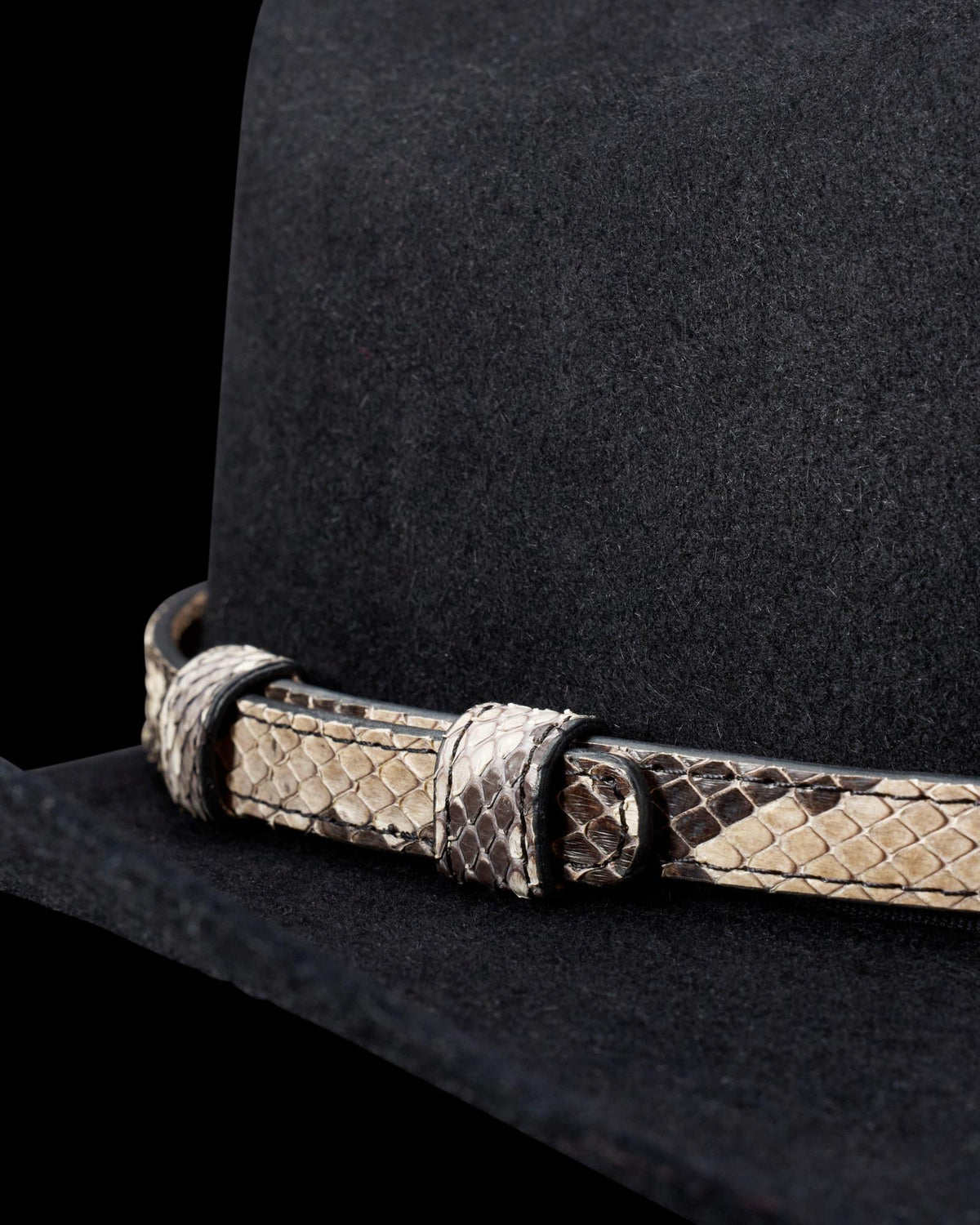 Closeup view of Hat Band - Black Bone