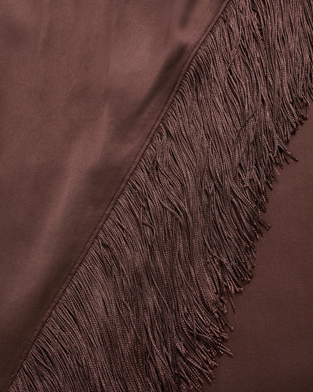 Closeup detail view of Women's Fringe Midi Skirt - Espresso